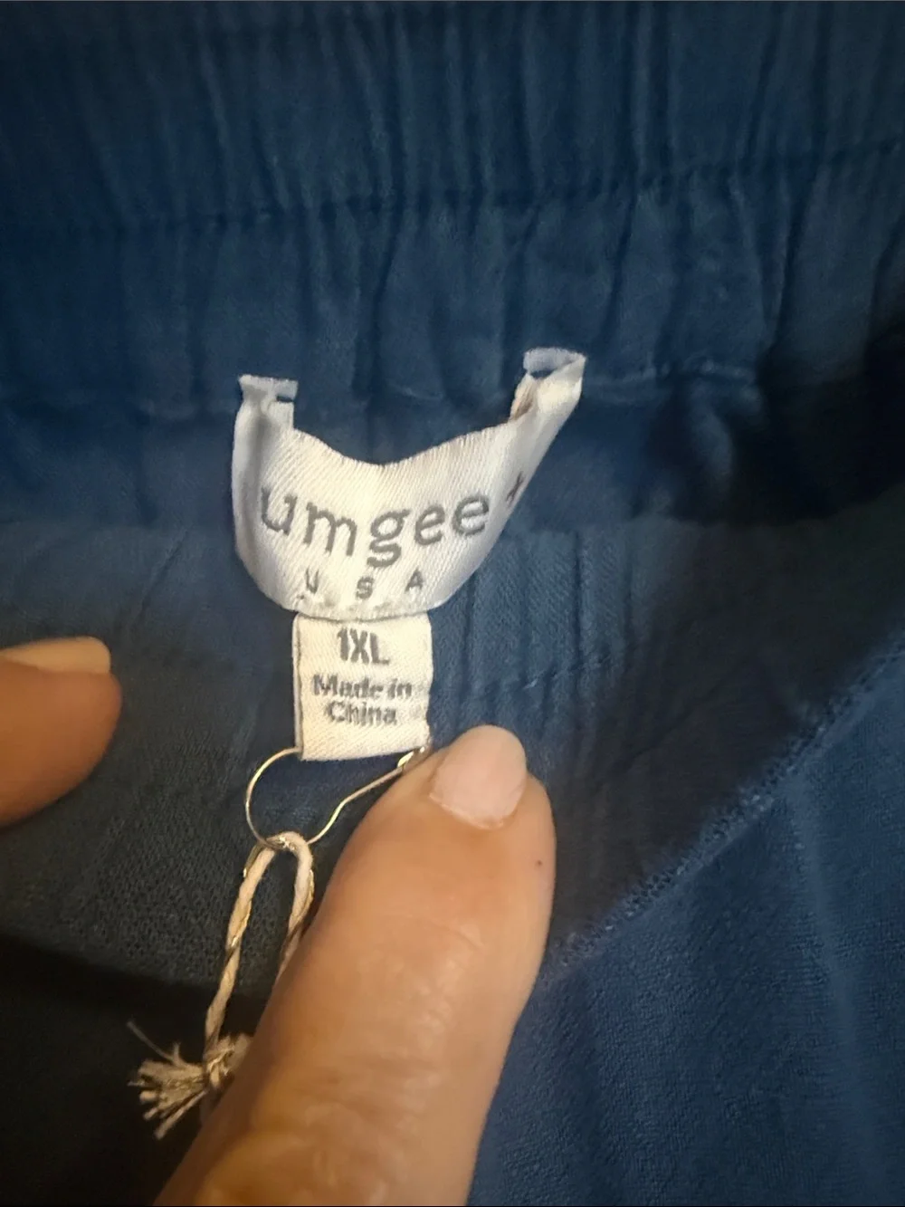 Umgee Navy Wide-Leg Pull-On linen blend pant